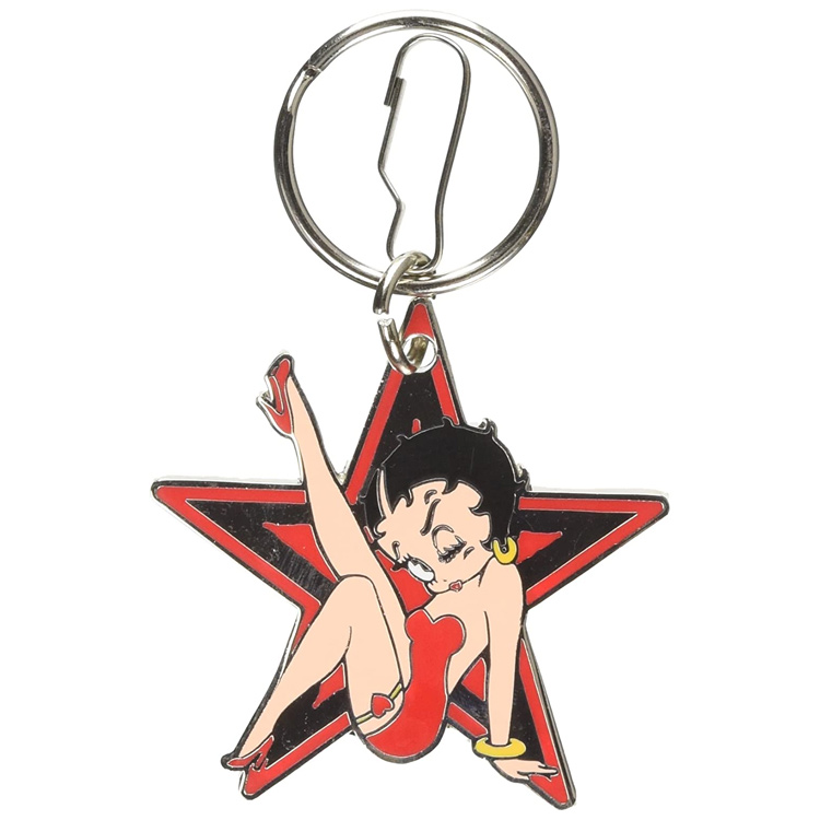 Chaveiro com estrela Betty Boop personalizado vermelho e preto