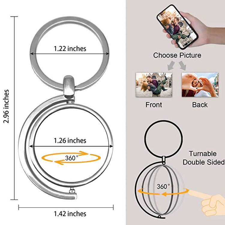 Chaveiro personalizado com foto giratória frente e verso colorido chaveiros com foto