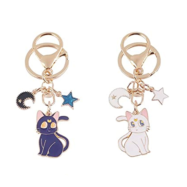 Presentes fofos personalizados para casais Anime Metal esmalte pingente Chaveiro para casais