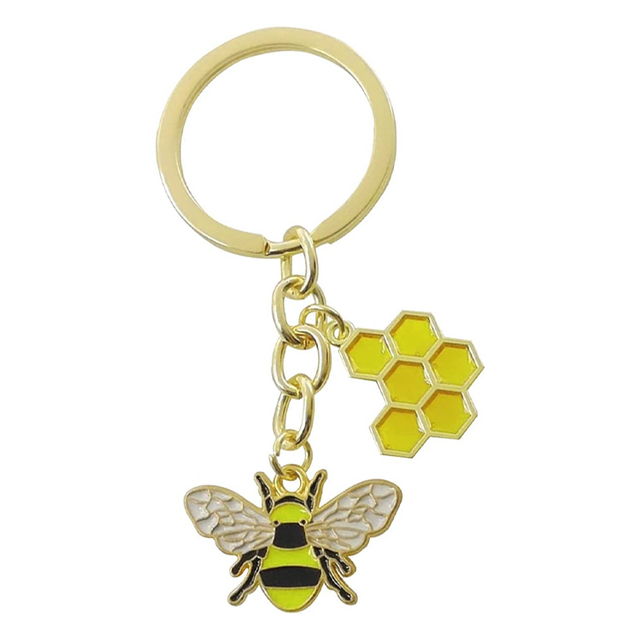 Chaveiro de metal feminino personalizado Bee Happy chaveiro presente