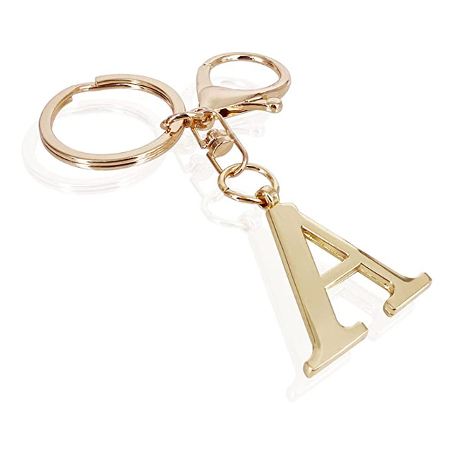 Chaveiro personalizado do alfabeto com letra inicial AZ em massa Chaveiro de metal com inicial inicial