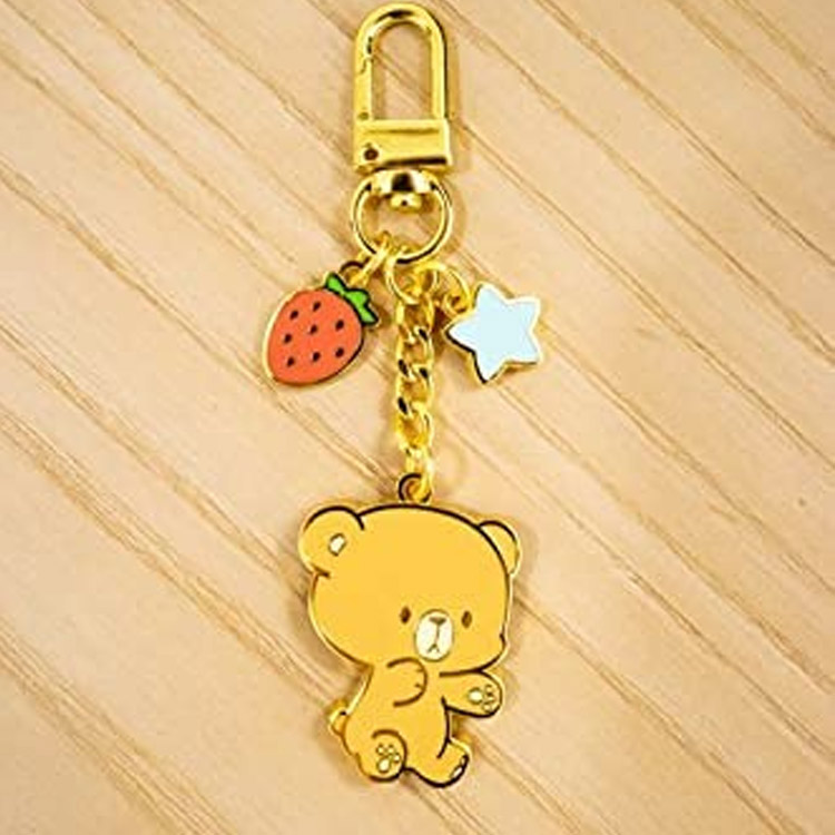 Chaveiro de metal esmaltado de urso de leite fofinho personalizado